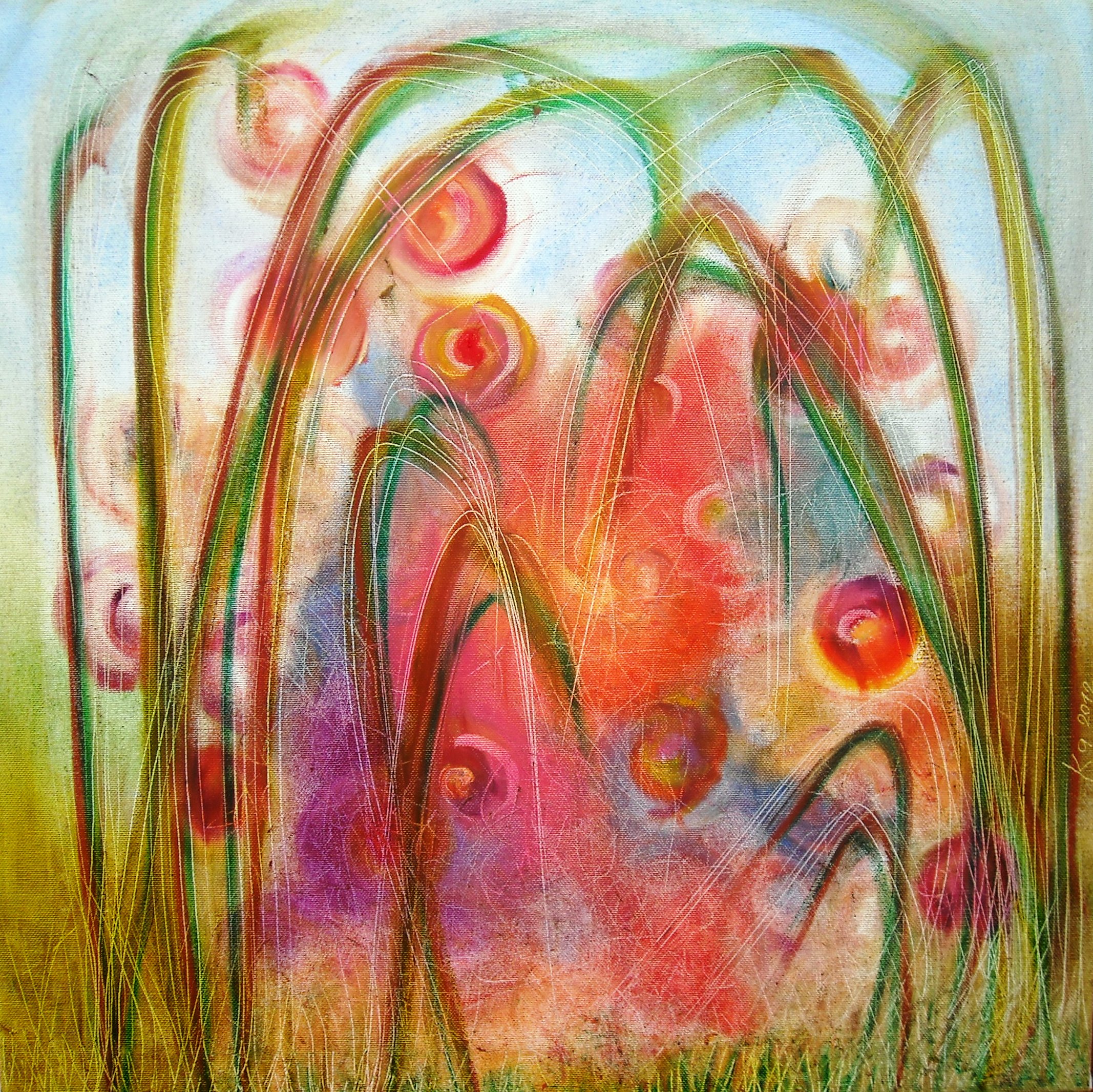 YOU NEVER KNOW...oil pastels on canvas 2012, 50 x 50 cm