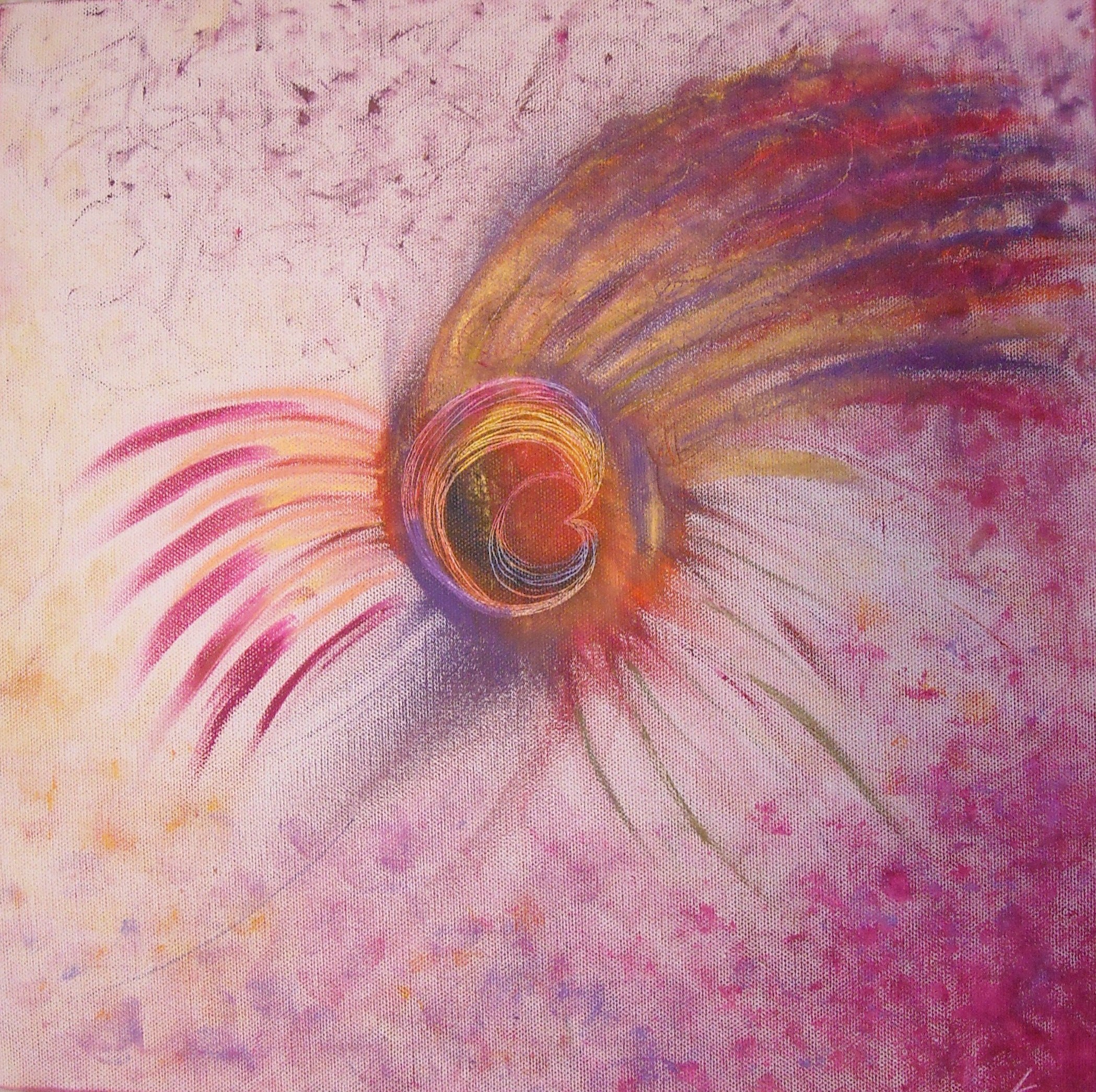 FLYING WITHIN - olejový pastel na plátně 2011, 40 x 40 cm